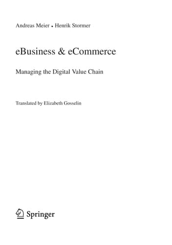 eBusiness & eCommerce Managing the Digital Value Chain