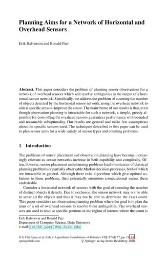 Algorithmic Foundations of Robotics VIII Selected Contributions of the Eighth International Workshop on the Algorithmic Foundations of Robotics
