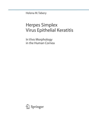 Herpes Simplex Virus Epithelial Keratitis In Vivo Morphology in the Human Cornea