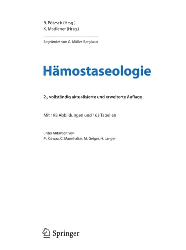 Hämostaseologie Grundlagen, Diagnostik und Therapie