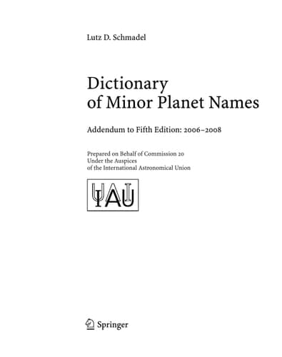 Dictionary of Minor Planet Names Addendum to Fifth Edition: 2006 - 2008