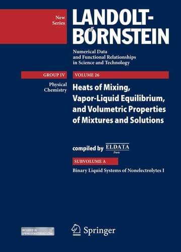 Binary Liquid Systems of Nonelectrolytes I Supplement to Vols. IV/10A, IV/13A1, IV/13A2, IV/23A
