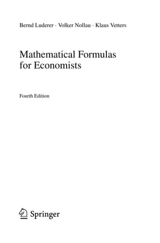 Mathematical Formulas for Economists