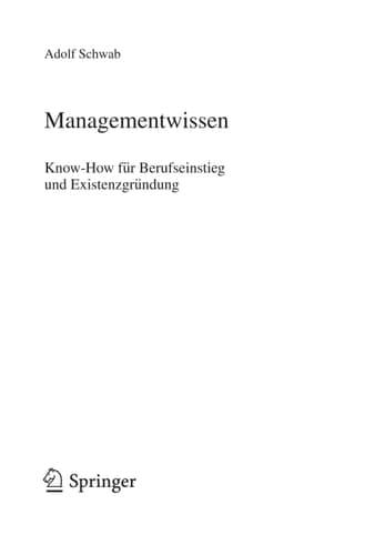 Managementwissen Know-How für Berufseinstieg und Existenzgründung
