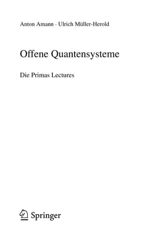 Offene Quantensysteme Die Primas Lectures