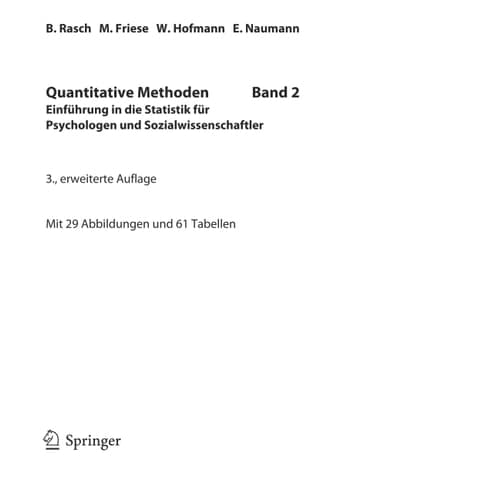 Quantitative Methoden 2. Einführung in die Statistik für Psychologen und Sozialwissenschaftler (Springer-Lehrbuch) (German Edition)