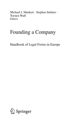 Founding a Company Handbook of Legal Forms in Europe