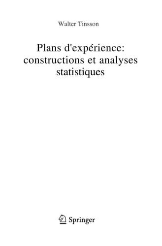 Plans d'expérience: constructions et analyses statistiques