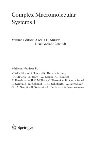 Complex Macromolecular Systems I