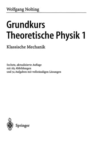 Grundkurs Theoretische Physik 1 Klassische Mechanik
