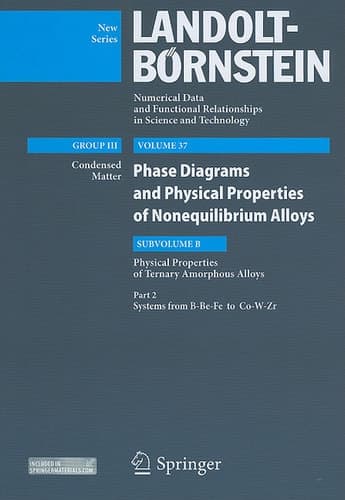 Systems from B-Be-Fe to Co-W-Zr Subvolume B: Physical Properties of Ternary Amorphous Alloys - Volume 37: Phase Diagrams and Physical Properties of Nonequilibrium Alloys - Group I: Elementary Particles, Nuclei and Atoms - Landolt-Börnstein New Series