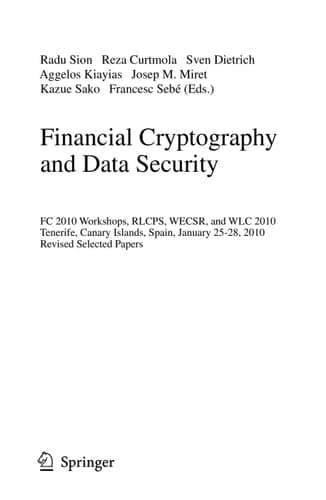 Financial Cryptography and Data Security FC 2010 Workshops, WLC, RLCPS, and WECSR, Tenerife, Canary Islands, Spain, January 25-28, 2010, Revised Selected Papers