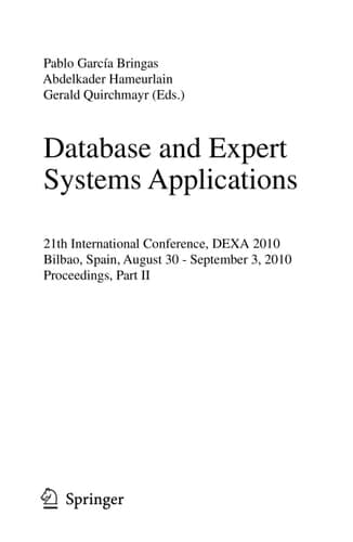 Database and Expert Systems Applications 21st International Conference, DEXA 2010, Bilbao, Spain, August 30 - September 3, 2010, Proceedings