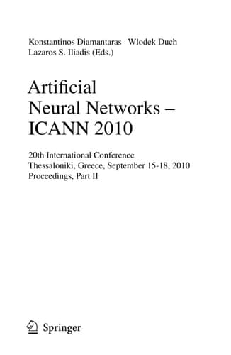 Artificial Neural Networks - ICANN 2010 20th International Conference, Thessaloniki, Greece, Septmeber 15-18, 2020, Proceedings