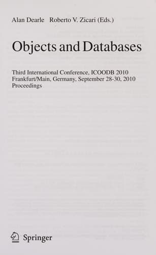Objects and Databases Third International Conference, ICOODB 2010, Frankfurt/Main, Germany, September 28-30, 2010. Proceedings