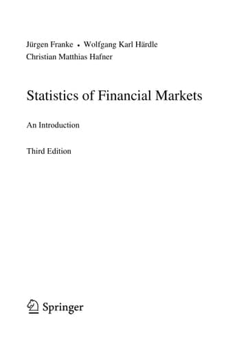 Statistics of Financial Markets An Introduction
