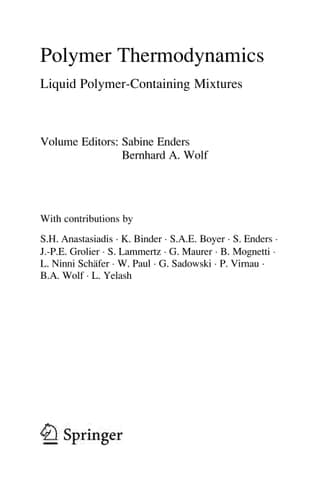 Polymer Thermodynamics Liquid Polymer-Containing Mixtures