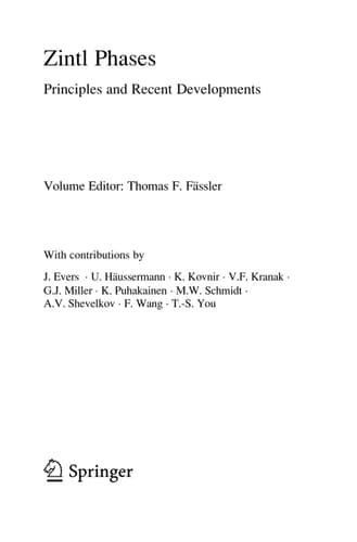 Zintl Phases Principles and Recent Developments