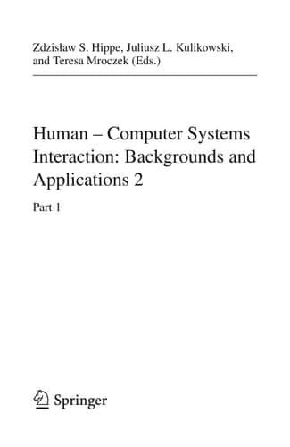 Human – Computer Systems Interaction: Backgrounds and Applications 2 Part 1