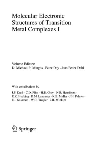 Molecular Electronic Structures of Transition Metal Complexes II