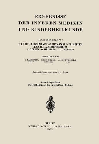 Die Pathogenese der perniziösen Anämie (Ergebnisse der Inneren Medizin und Kinderheilkunde) (German Edition)