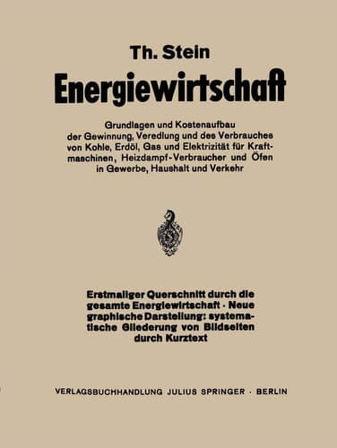 Energiewirtschaft Grundlagen und Kostenaufbau der Gewinnung, Veredlung und des Verbrauches von Kohle, Erdöl, Gas und Elektrizität für Kraftmaschinen, Heizdampfverbraucher und Öfen in Gewerbe Haushalt und Verkehr