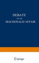 Debate on the Macdonald Affair In the Prussian House of Deputies on Monday the 6th May 1861