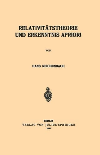 Relativitätstheorie und Erkenntnis Apriori (German Edition)
