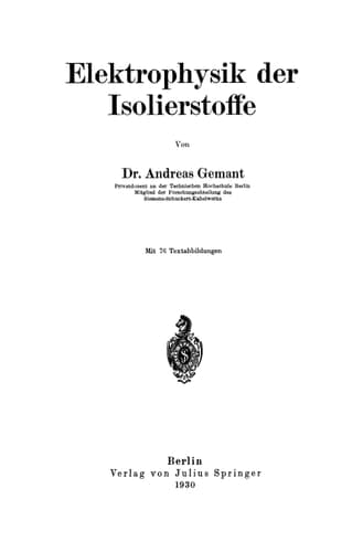 Elektrophysik der Isolierstoffe (German Edition)