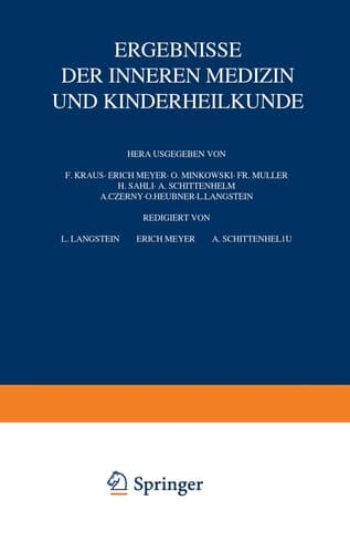 Ergebnisse der inneren Medizin und Kinderheilkunde Siebenundzwanzigster Band