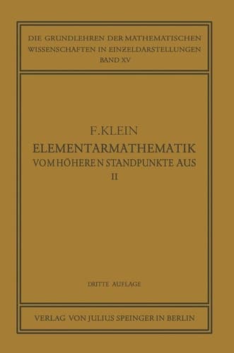 Elementarmathematik vom Höheren Standpunkte Aus, II Geometrie