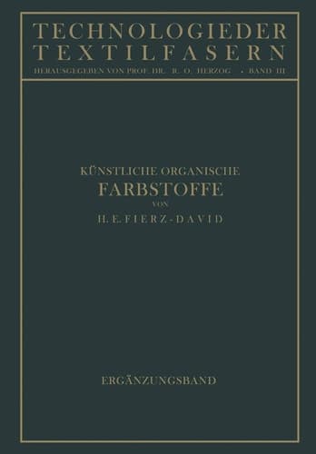 Künstliche Organische Farbstoffe Ergänzungsband