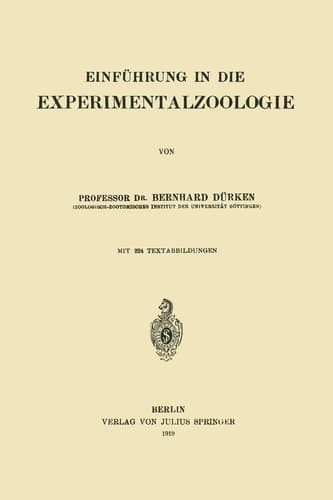Einführung in die Experimentalzoologie (German Edition)