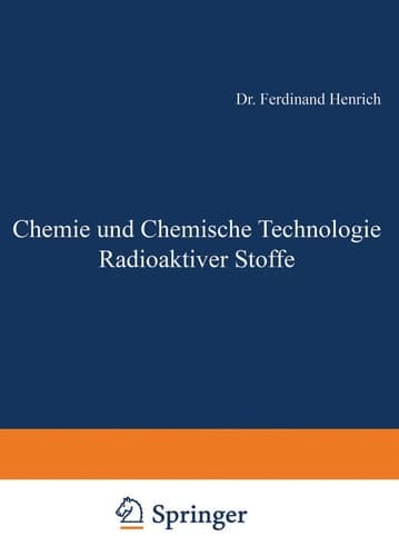 Chemie und Chemische Technologie Radioaktiver Stoffe (German Edition)