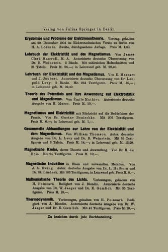Die neueren Wandlungen der elektrischen Theorien: einschließlich der Elektronentheorie (German Edition)