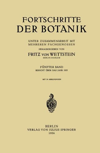 Fortschritte der Botanik Fünfter Band