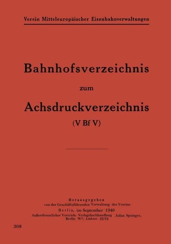 Bahnhofsverzeichnis zum Achsdruckverzeichnis
