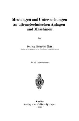 Messungen und Untersuchungen an wärmetechnischen Anlagen und Maschinen (German Edition)