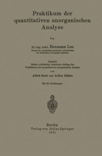 Praktikum der quantitativen anorganischen Analyse