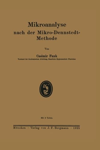 Mikroanalyse nach der Mikro-Dennstedt-Methode (German Edition)