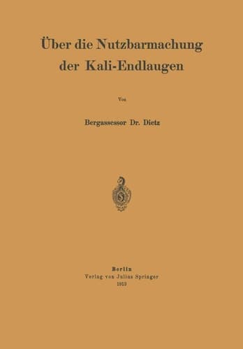 Über die Nutzbarmachung der Kali-Endlaugen (German Edition)