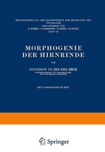 Morphogenie der Hirnrinde (Monographien aus dem Gesamtgebiete der Neurologie und Psychiatrie, 69) (German Edition)