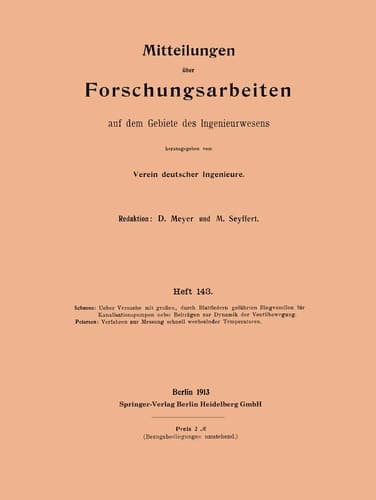 Mitteilungen über Forschungsarbeiten auf dem Gebiete des Ingenieurwesens