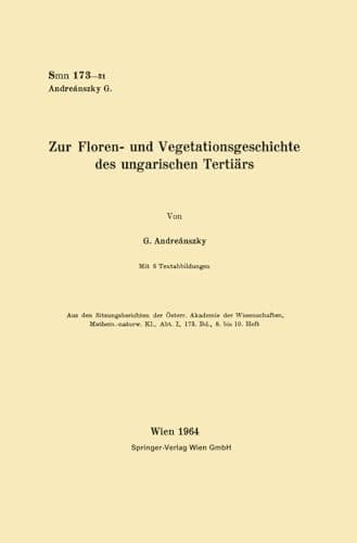 Zur Floren- und Vegetationsgeschichte des ungarischen Tertiärs (German Edition)
