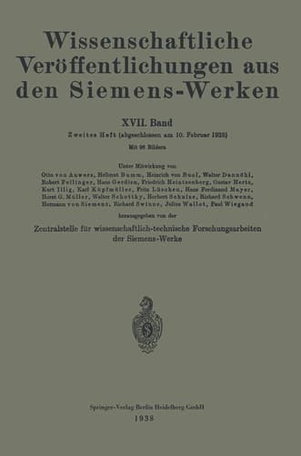 Wissenschaftliche Veröffentlichungen aus den Siemens-Werken XVII. Band