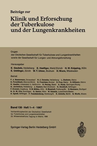 Verhandlungsbericht der Deutschen Tuberkulose-Tagung 1966 22. Wissenschaftliche Tagung der Deutschen Gesellschaft für Tuberkulose und Lungenkrankheiten