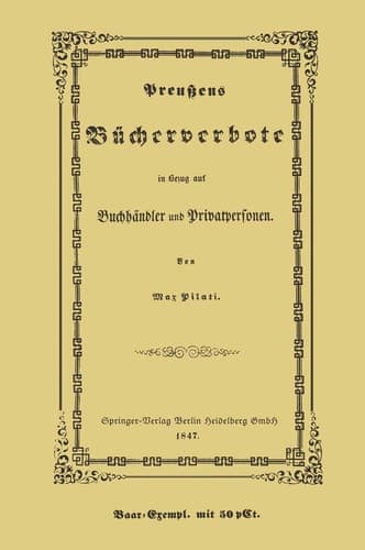Preußens Bücherverbote in Betreff Der Privatpersonen Und Buchhändler (German Edition)