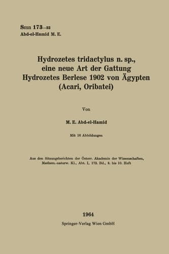 Hydrozetes tridactylus n. sp., eine neue Art der Gattung Hydrozetes Berlese 1902 von Ögypten (German Edition)