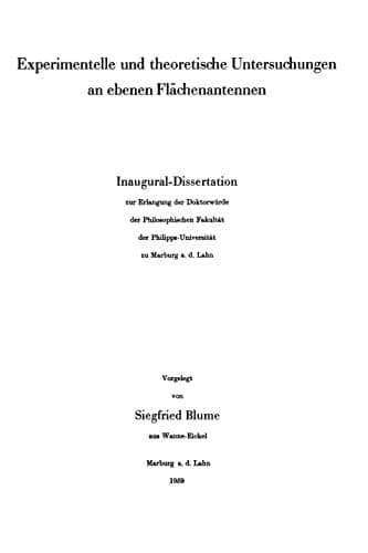 Experimentelle und theoretische Untersuchungen an ebenen Flächenantennen: Inaugural-Dissertation (German Edition)