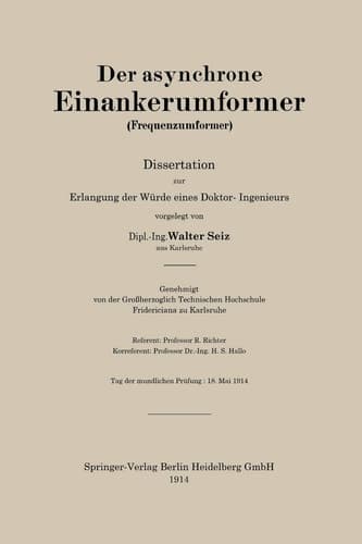 Der asynchrone Einankerumformer (Frequenzumformer) Dissertation zur Erlangung der Würde eines Doktor-Ingenieurs